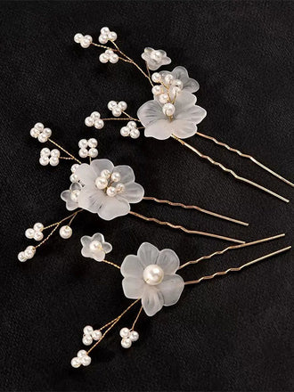 Pearl Flower Hair Pins Set Bridal Hair Accessories