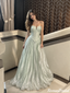 Unique Mint Green Strapless Lace Corset Shimmer Prom Dress,OLP2449