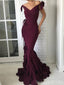 Sexy V-neck Sleeveless Mermaid Satin Evening Prom Dresses Online, OLP897