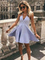 Simple V-neck Sleeveless A-line Satin Short Homecoming Dresses For Party Online, HD01012