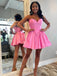 Cute Sweetheart Sleeveless A-line Satin Pink Homecoming Dresses For Party Online, HD1115