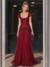 Gorgeous Red Scoop Cap Sleeve Mermaid Prom Dress Floor Length Glitter Mesh Sparkling Gown,OLP2401