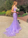 Elegant Spaghetti Strap Sleeveless Mermaid Lace Long Evening Prom Dresses Online, OLP763