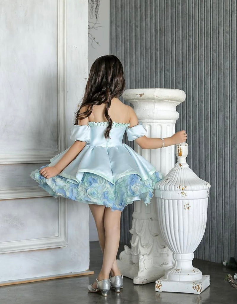Cute Blue Sweetheart Short A-Line Flower Girl Dress , FGS0035