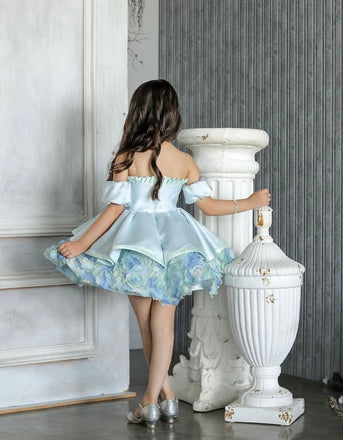 Cute Blue Sweetheart Short A-Line Flower Girl Dress , FGS0035