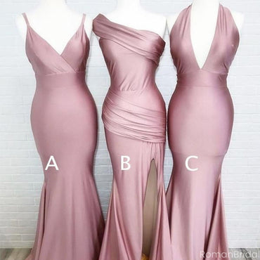 Simple Mismatched Sleeveless Mermaid Long Bridesmaid Dresses Online, BG866