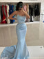 Elegant Blue Sweetheart Mermaid Long Prom Dress Ideas, Evening Party Dresses ,OLP1168