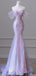 Sparkly Purple Off-Shoulder Mermaid Long Prom Dress Ideas, Evening Party Dresses, OLP1537