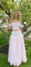 Pretty Floral Off Shoulder Two-Piece Prom Dress Ruffled Tiered Maxi Skirt Set,OLP1824