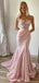 Sexy Blush Pink Satin Mermaid Prom Dress Strapless Ruched Party Gown,OLP1787