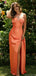 Pretty Orange Silk Satin Prom Dress Strapless Sweetheart Side Slit Long Formal Gown, OLP1698