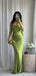 Elegant Green Spaghetti Strap Mermaid Long Prom Dress Ideas, Evening Party Dresses, OLP1422
