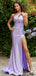 Elegant Purple One-Shoulder Mermaid Side Slit Long Prom Dress Ideas, Evening Party Dresses, OLP1257