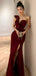 Elegant Red One-Shoulder Sleeveless Mermaid Side Slit Long Prom Dress Ideas, Evening Party Dresses , OLP1208
