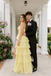 Sparkly Yellow Prom Gown Tiered Sequin Tulle Slit Sweetheart Formal Dress,OLP2167