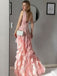 Sexy Pink V-Neck High Low Long Prom Dress Ideas, Evening Party Dresses, OLP1459