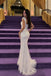 Sexy White Sparkly Sequin Square Neck Short Cap Sleeve Mermaid Maxi Prom Dress,OLP2364