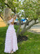Pretty Floral Off Shoulder Two-Piece Prom Dress Ruffled Tiered Maxi Skirt Set,OLP1824