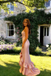 Unique Blush Pink Glitter Gala Dress Cascading Ruffles High Slit Prom Gown,OLP1772