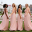 Chic One Shoulder Bridesmaid Dresses with Ruffle Slit Floor Length Chiffon,BG951