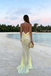 Shimmering Sequin V Neck Sheath Prom Gown Elegant Light Yellow High Slit Slit Gown,OLP2138