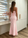 Elegant Pink Jacquard Mermaid Prom Dress With Fancy Tie-Shoulder Detail,OLP2380
