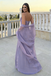Classy Lavender Cowl Neck Satin Prom Dress Sheer Wrap,OLP2098