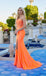 Bold Burnt Orange Strapless Prom Dress with Unique Sheer Cutout Bodice,OLP1760