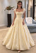 Classy Yellow Lace Flutter Sleeve A-Line Prom Dress,OLP2450