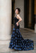 Unique Black Halter Formal Gown Elegant 3D Floral Applique Mermaid Prom Dress,OLP2309