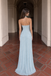 Pretty Ice Blue High Neck Beaded Pleated Sheath Prom Dress,OLP2482