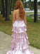Unique Pink Spaghetti Strap A-Line Long Prom Dress Ideas, Evening Party Dresses, OLP1435