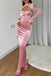 Sexy Pink Velvet Long Sleeve Mermaid Long Prom Dress Ideas, Evening Party Dresses, OLP1398