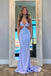 Sparkly Blue Spaghetti Strap Mermaid Long Prom Dress Ideas, Evening Party Dresses, OLP1625