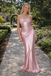 Classy Pink Satin Prom Dress Beaded Bustier Mermaid Long Formal Gown,OLP1920
