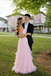 Elegant Blush Pink Tulle Prom Gown Halter Choker Neck Tiered Layered Skirt,OLP2113
