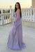 Classy Lavender Cowl Neck Satin Prom Dress Sheer Wrap,OLP2098