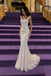 Sexy White Sparkly Sequin Square Neck Short Cap Sleeve Mermaid Maxi Prom Dress,OLP2364