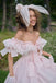 Elegant Pink Off-Shoulder A-Line Long Prom Dress Ideas, Evening Party Dresses, OLP1665