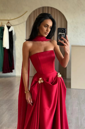 Elegant Red Sweetheart Sleeveless A-Line Long Prom Dress Ideas, Evening Party Dresses , OLP1211