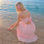 Sexy Pink Spaghetti Strap Cutout Maxi Dress Unique Beach High Slit Prom Dress,OLP2394
