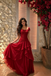 Sexy Red Sparkly Prom Dress Cap Sleeve Sequined Bodice Ruffled Chiffon Skirt,OLP2249