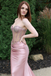 Fancy Pink Satin Prom Dress Classy Strapless Corset Bodice Mermaid Formal Party Gown,OLP1733