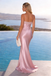Classy Pink Satin Prom Dress Beaded Bustier Mermaid Long Formal Gown,OLP1920