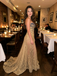 Beautiful Gold Strapless Prom Dress with Unique Beaded Applique Detail,OLP2299