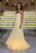 Beautiful Pastel Yellow Chiffon Evening Gown Sleeveless Ruched Floor Prom Dress,OLP2317