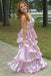 Unique Pink Spaghetti Strap A-Line Long Prom Dress Ideas, Evening Party Dresses, OLP1435