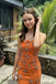 Elegant Orange Strapless Beaded Maxi Dress Unique Leaf Embroidery Prom Dress,OLP2338
