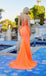 Bold Burnt Orange Strapless Prom Dress with Unique Sheer Cutout Bodice,OLP1760