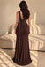 Brown Draped One Shoulder Mermaid Prom Dress Chiffon Long Evening Gown,OLP2427